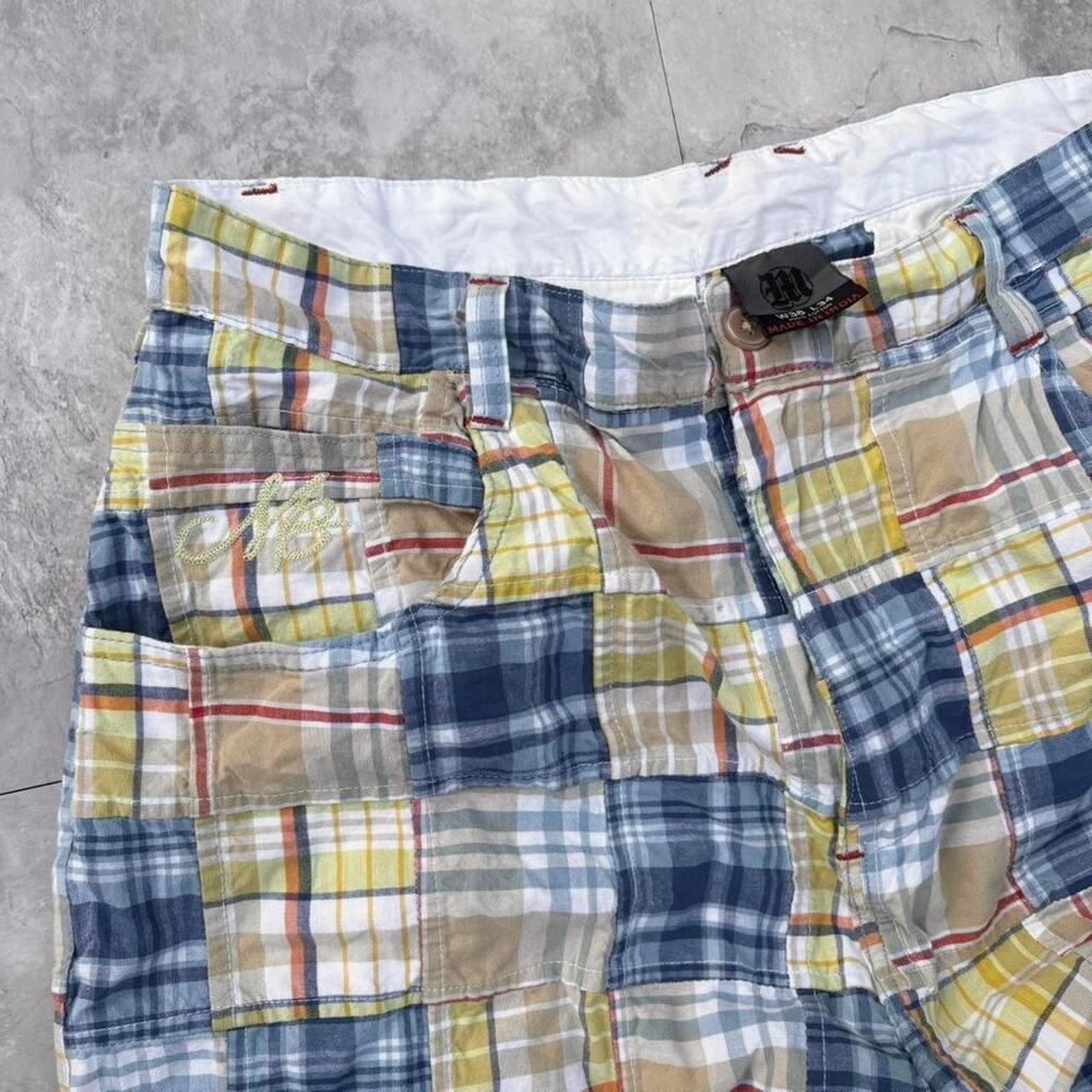 Vintage Y2K Rare Tupac Shakur Makaveli Plaid Patchwork Embroidered Pants 38x34